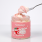 Close-up texture of Kellulays Strawberries & Cream Whipped Body Butter - light airy whipped shea, mango and cocoa butter moisturiser scooped from the jar, luxury Australian skincare